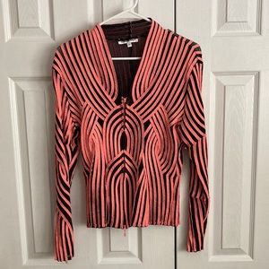 Alexandra Rosati zip front shirt, 10 black and salmon pink